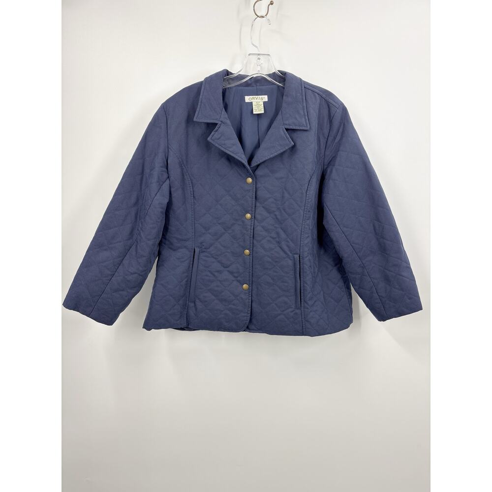 Orvis Womens Navy Blue Quilted Lightweight Barn Jacket XLP XL Petite PXL